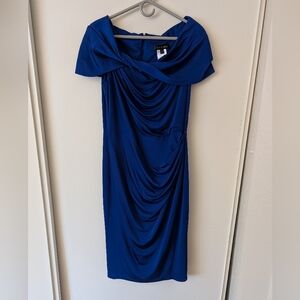 Tadashi Shoji Womens Large Blue Cocktail Party Formal Dress Contemporary Luxury